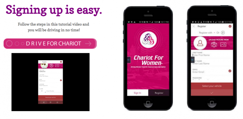 Screenshot from Chariot for Women's website. 