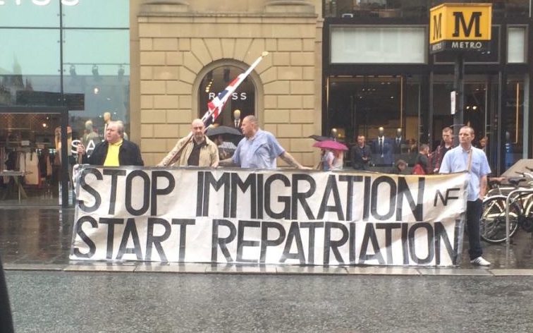 A racial protest in Newcastle on 25 June 2016 (Pic credit: Daniel Watson/Twitter)