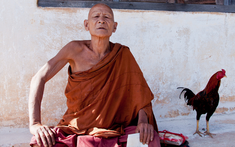 Portrait of the monk at the monastery on the hill behind the village of Inthein, Burma. (Pic credit: Mark Fischer/Flickr) 