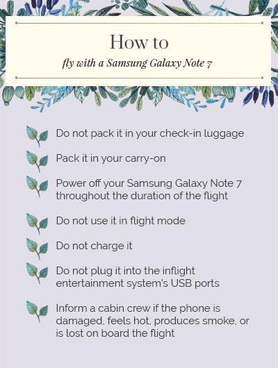 How to fly with Samsung Galaxy Note 7