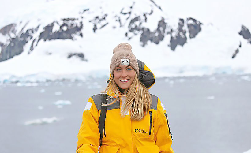 Cassie braved deathly cold temperatures at Paradise Bay in Antarctica.