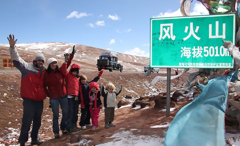 The Zapp family flying high in Tibet. (Photo Credit: )