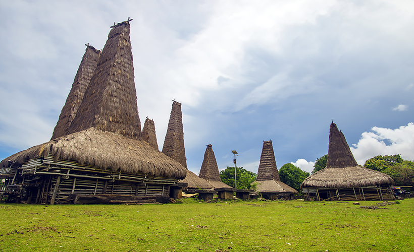 Traditional Sumba homes with the distinctive thatched roof.