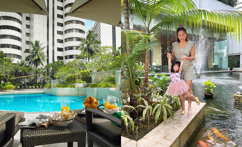 Fish Feeding, Koi Pond, Garden, Shangri-La Kuala Lumpur.