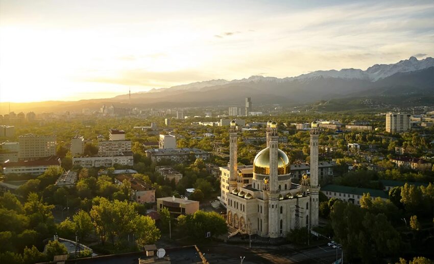 Kazakhstan’s unique blend of Islamic heritage and mountain wildness comes alive as the morning call to prayer echoes against the silent, snow-capped peaks.