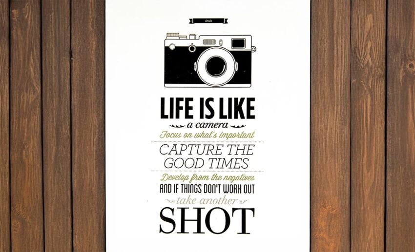 A motivational slogan poster about travel photography focusing on capturing what matters.