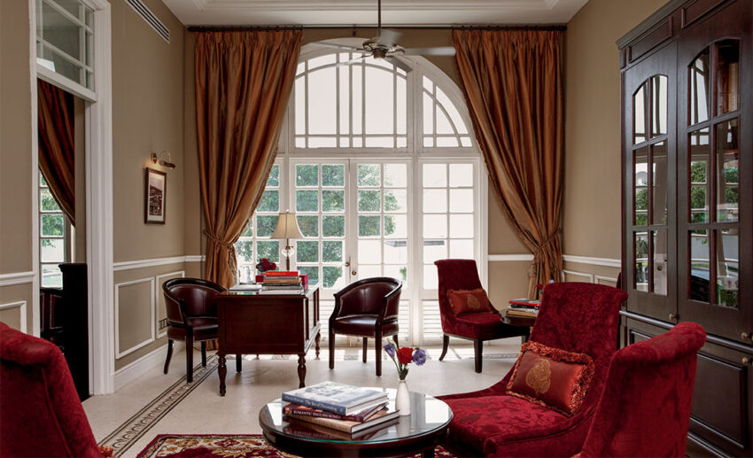The interior of the elegant and historic Writers’ Room at The Majestic Hotel Kuala Lumpur, a space designed for reflection and storytelling.