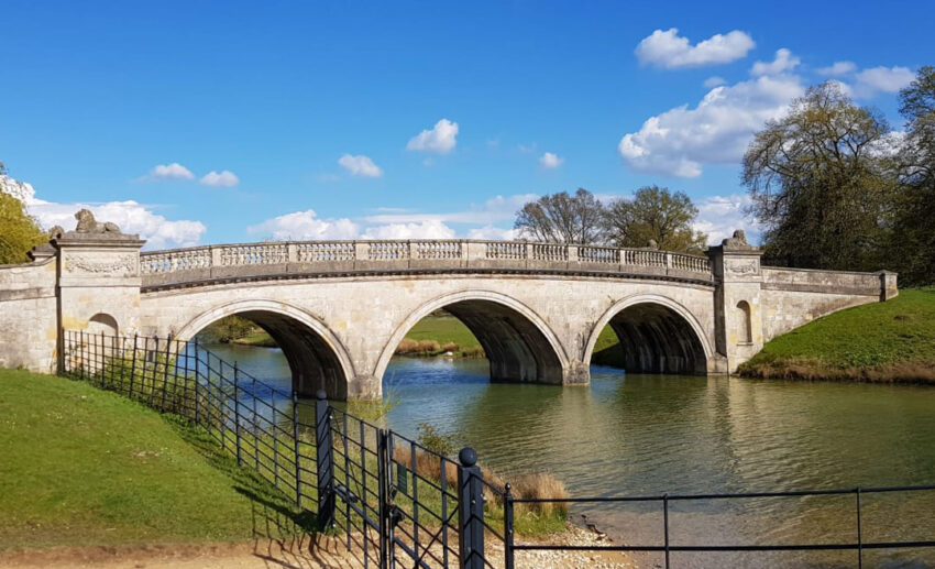 Historic stone bridge spanning a river in the market town of Stamford, Lincolnshire