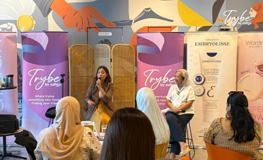 Zafigo founder Marina Mahathir and professional make-up artist Ummi Nasir mid-conversation during the opening chat at Trybe By Zafigo.